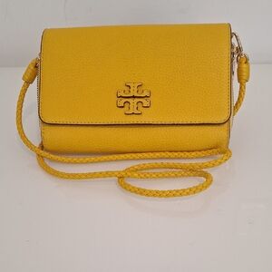 Tory Burch Yellow Crossbody Bag with Gold Accents